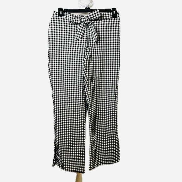 Zara Trafaluc Collection black & white Gingham Tie-Waist Pants – Size Medium - Picture 1 of 7